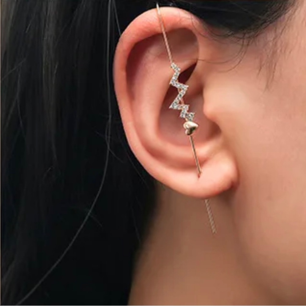 [Free add on item] Ear cuff heartbeat with heart